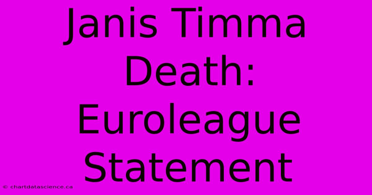 Janis Timma Death: Euroleague Statement