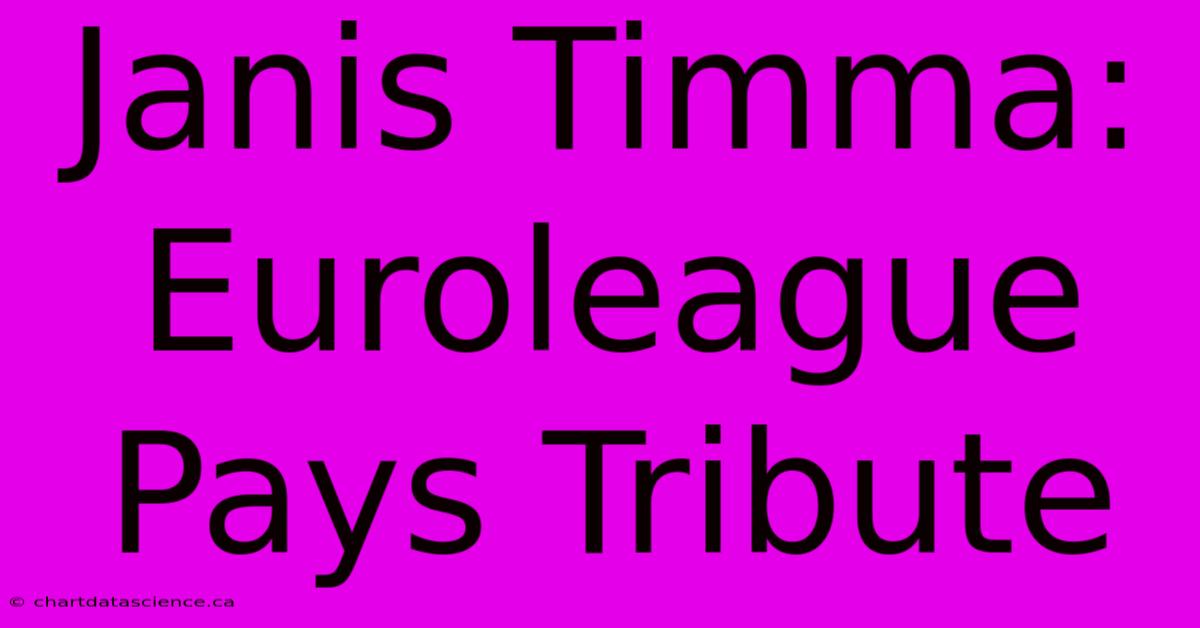 Janis Timma: Euroleague Pays Tribute