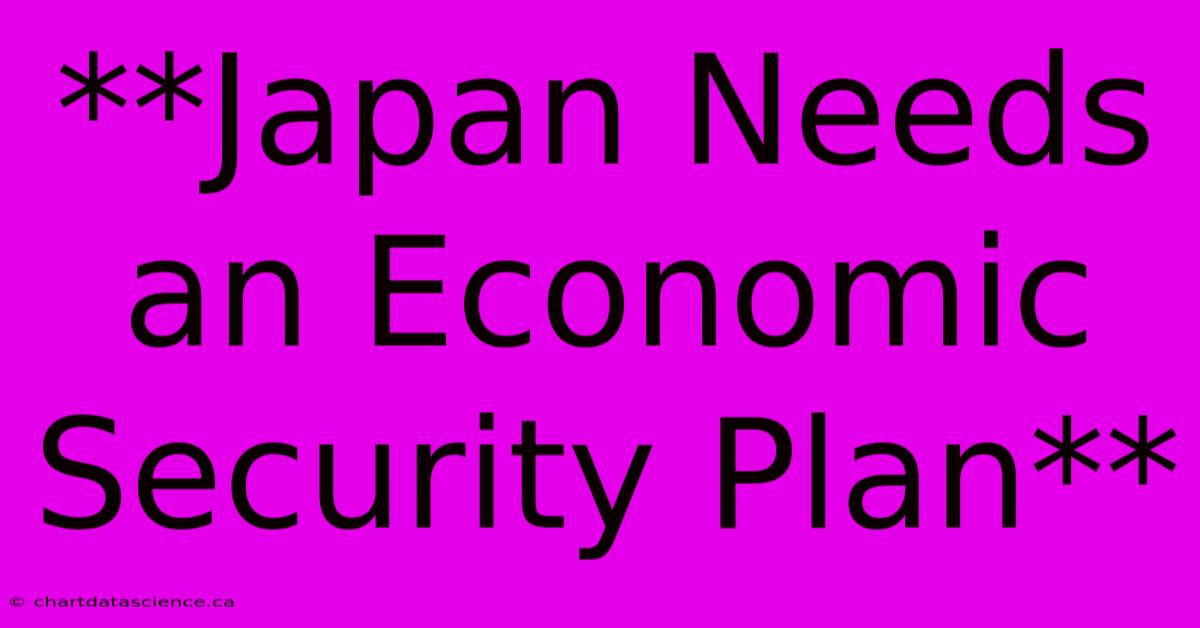 **Japan Needs An Economic Security Plan**