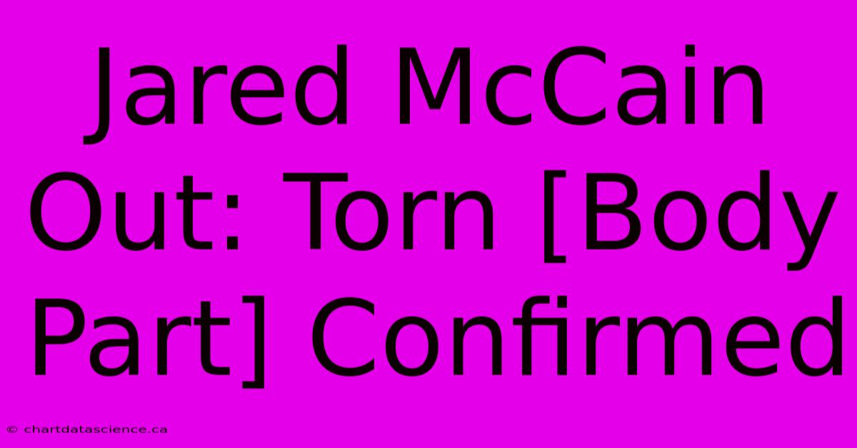 Jared McCain Out: Torn [Body Part] Confirmed