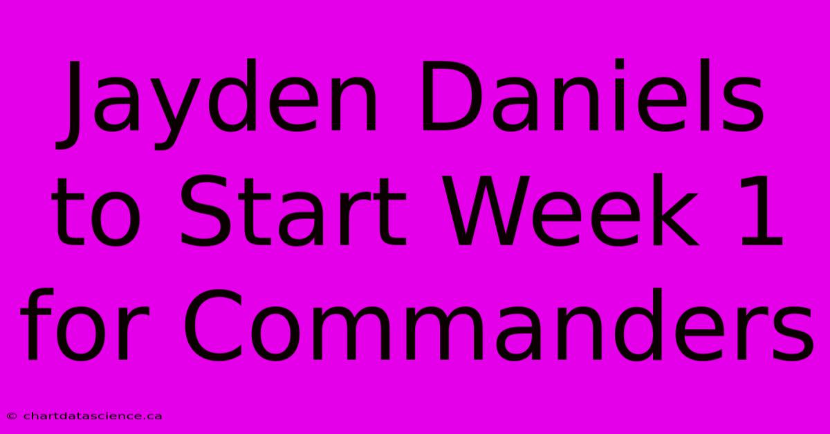 Jayden Daniels To Start Week 1 For Commanders