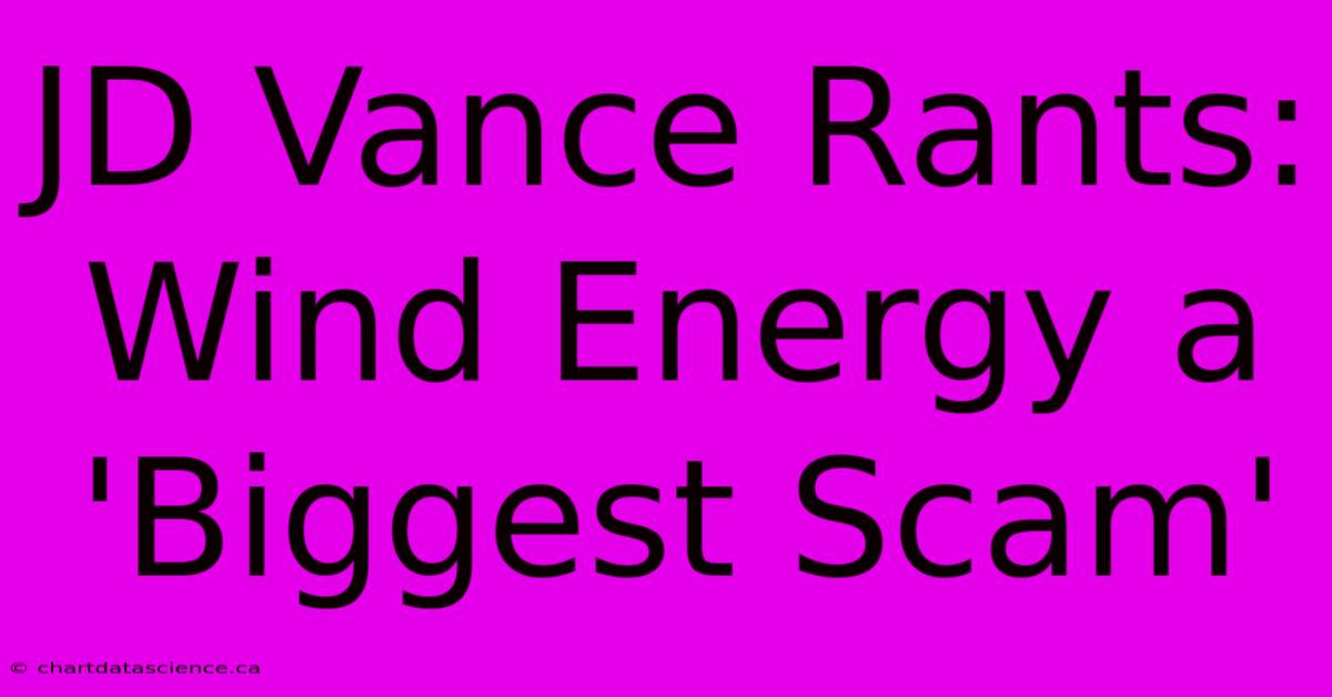 JD Vance Rants: Wind Energy A 'Biggest Scam' 