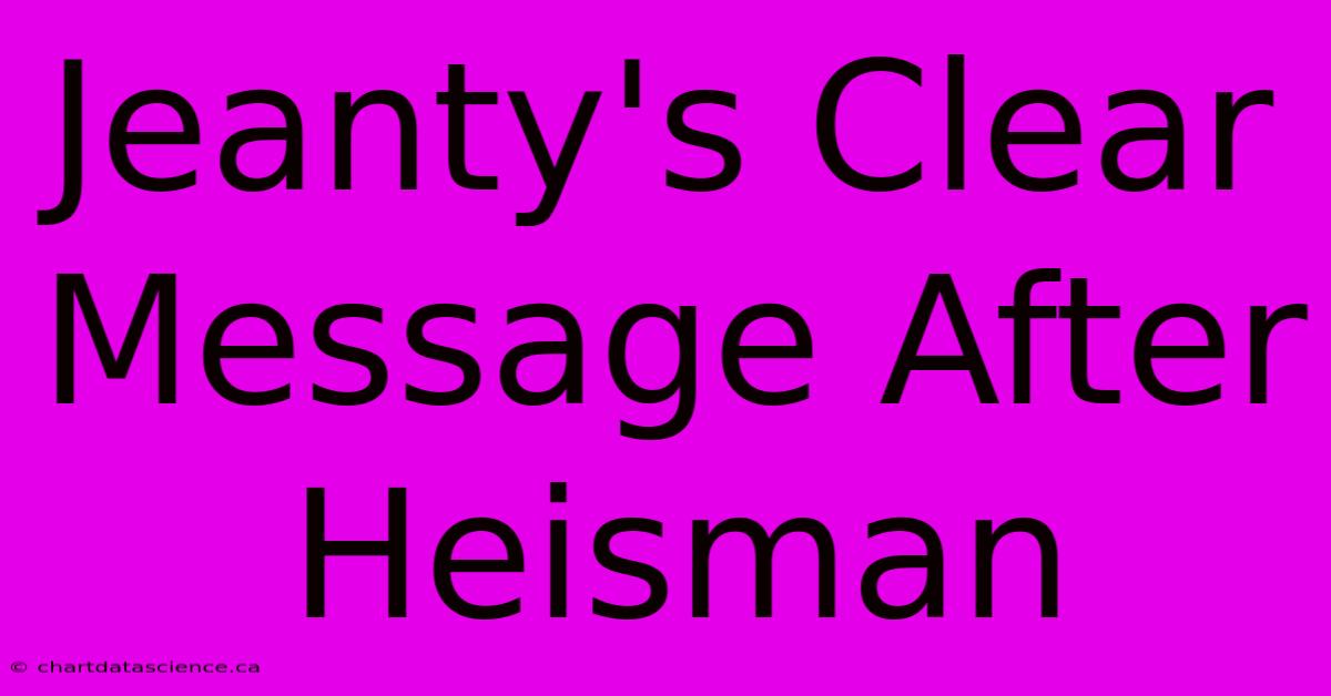 Jeanty's Clear Message After Heisman