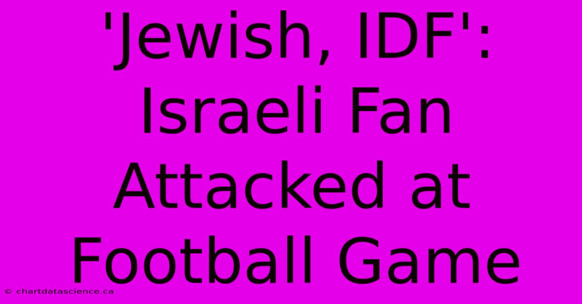 'Jewish, IDF': Israeli Fan Attacked At Football Game