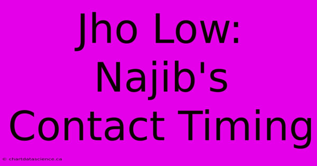 Jho Low: Najib's Contact Timing