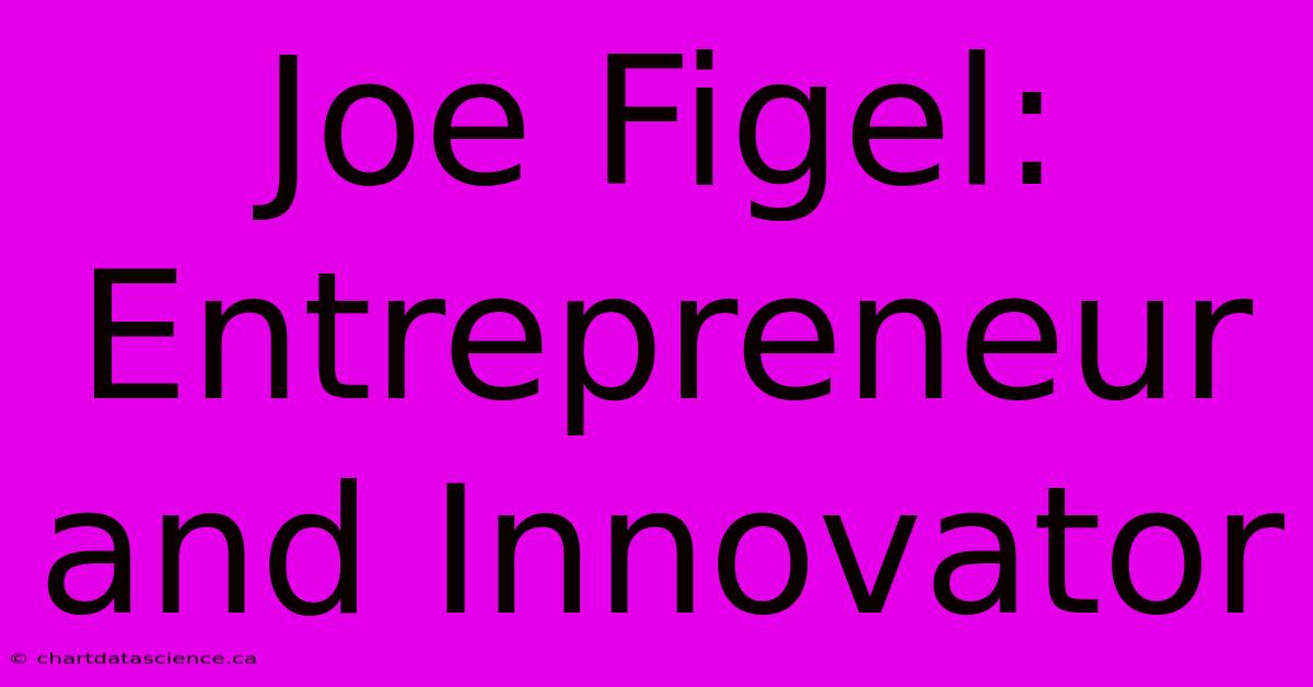 Joe Figel: Entrepreneur And Innovator