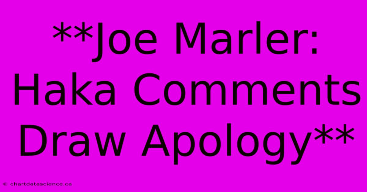 **Joe Marler: Haka Comments Draw Apology**