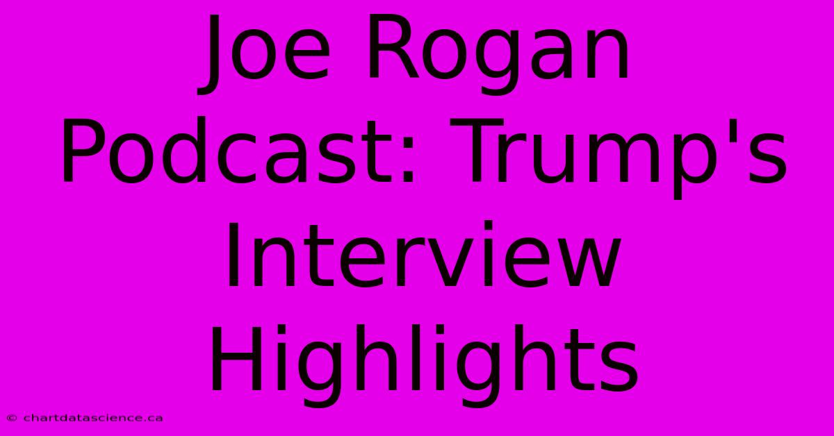 Joe Rogan Podcast: Trump's Interview Highlights