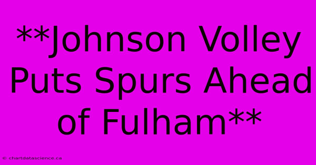 **Johnson Volley Puts Spurs Ahead Of Fulham**