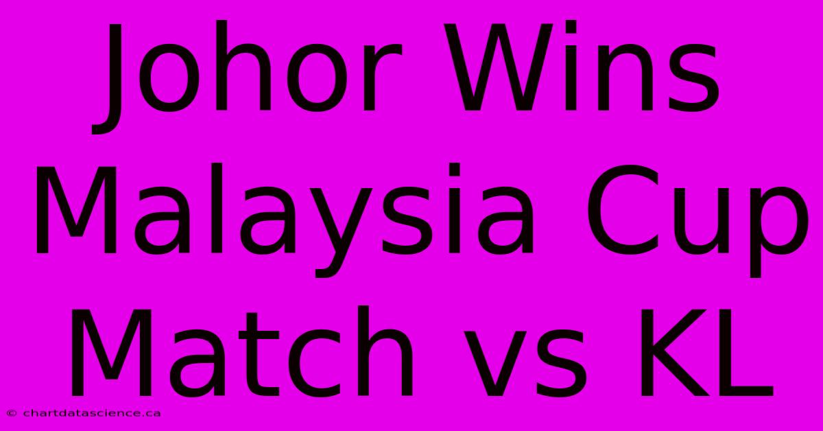 Johor Wins Malaysia Cup Match Vs KL