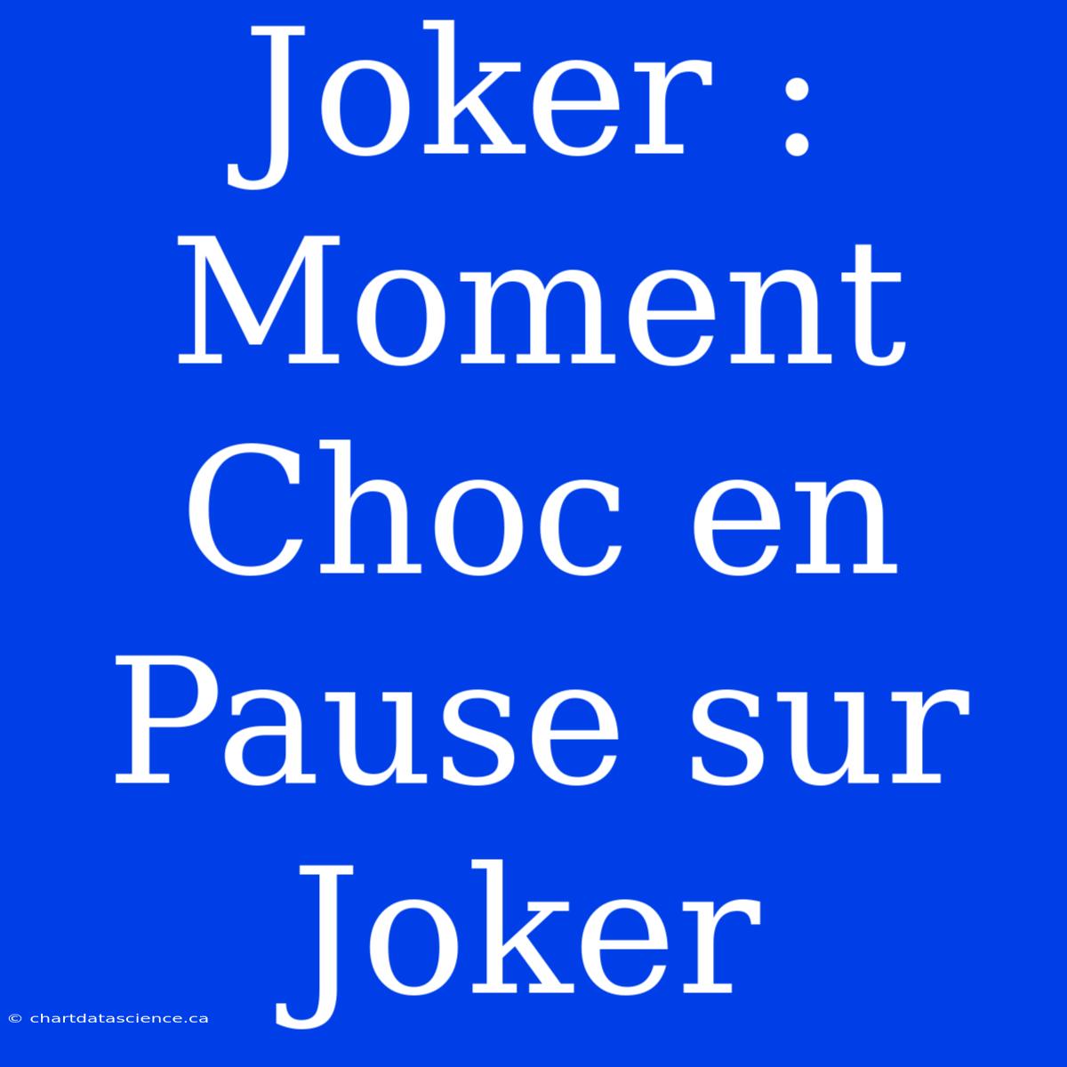 Joker : Moment Choc En Pause Sur Joker