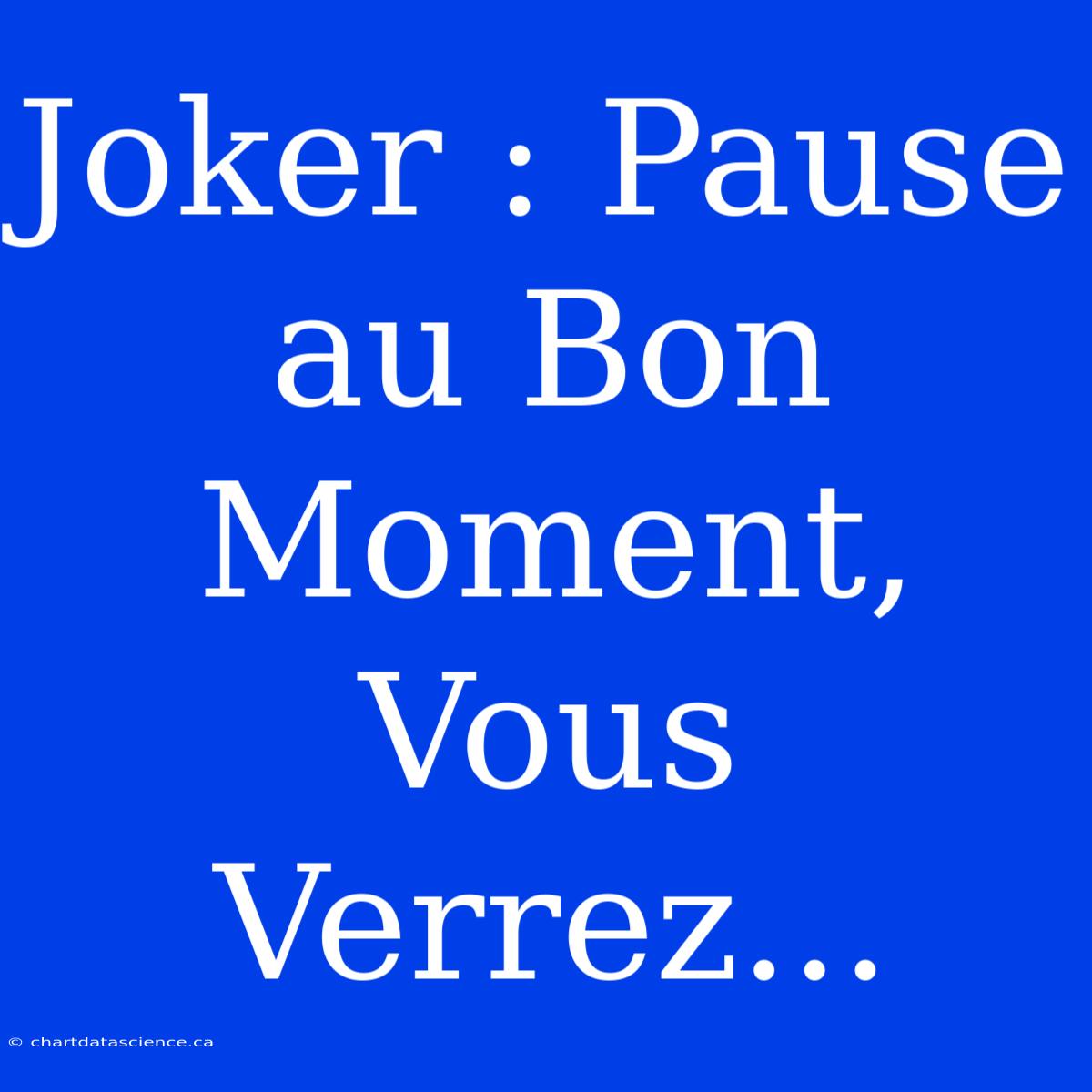 Joker : Pause Au Bon Moment, Vous Verrez...