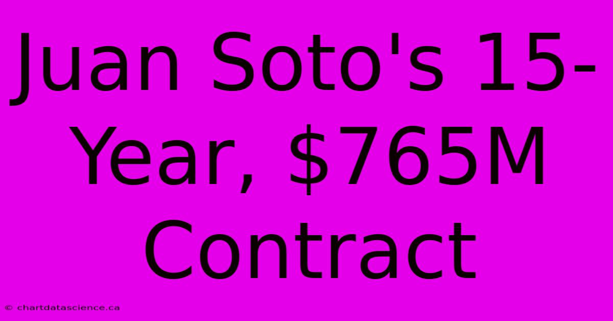 Juan Soto's 15-Year, $765M Contract