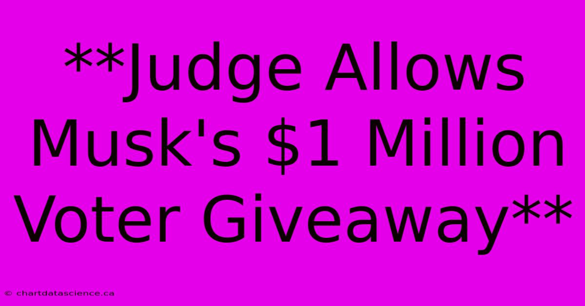 **Judge Allows Musk's $1 Million Voter Giveaway**