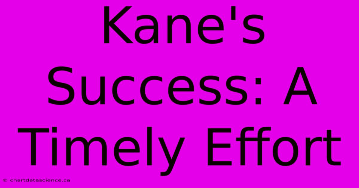 Kane's Success: A Timely Effort