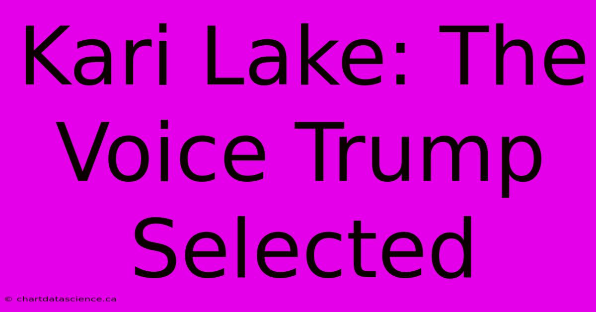 Kari Lake: The Voice Trump Selected