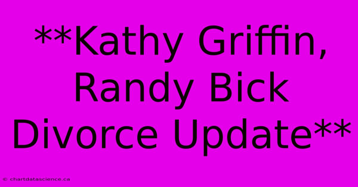 **Kathy Griffin, Randy Bick Divorce Update**