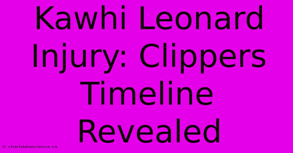 Kawhi Leonard Injury: Clippers Timeline Revealed