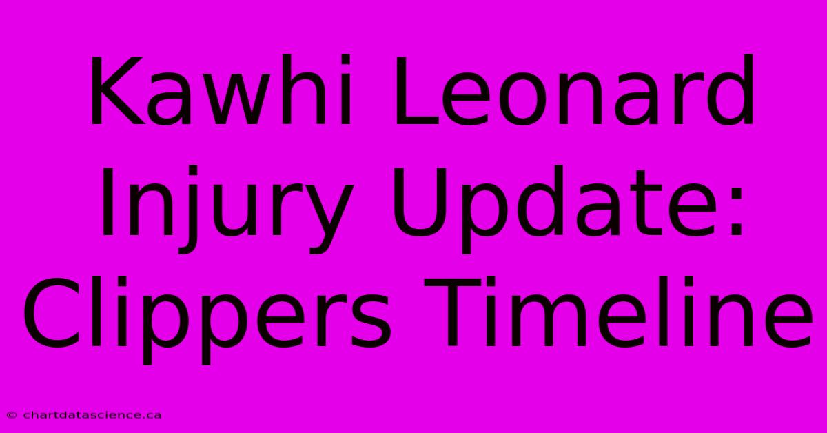 Kawhi Leonard Injury Update: Clippers Timeline