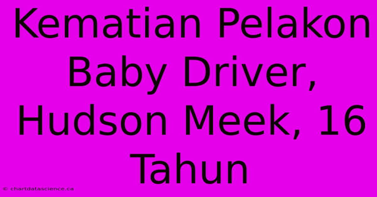 Kematian Pelakon Baby Driver, Hudson Meek, 16 Tahun