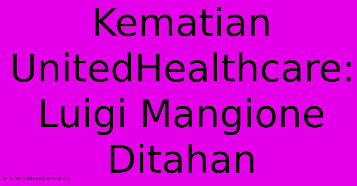 Kematian UnitedHealthcare: Luigi Mangione Ditahan