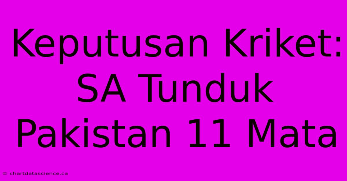 Keputusan Kriket: SA Tunduk Pakistan 11 Mata