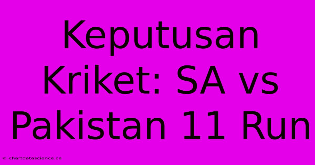 Keputusan Kriket: SA Vs Pakistan 11 Run