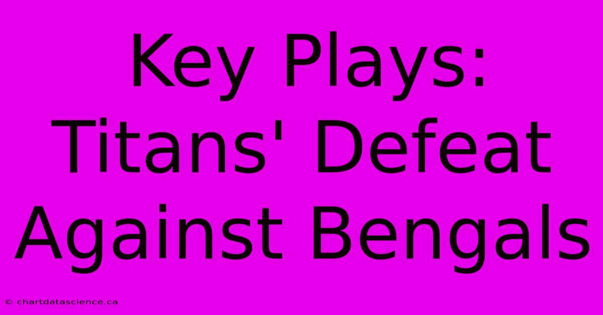 Key Plays: Titans' Defeat Against Bengals