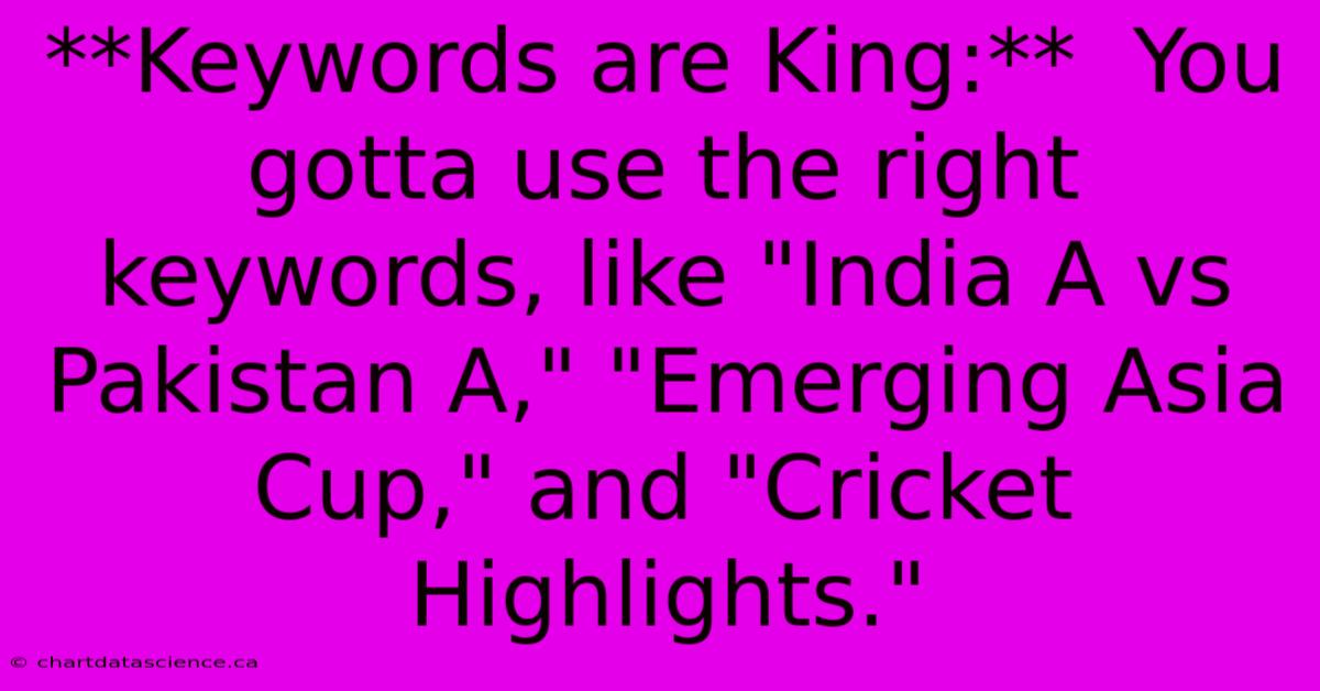 **Keywords Are King:**  You Gotta Use The Right Keywords, Like 