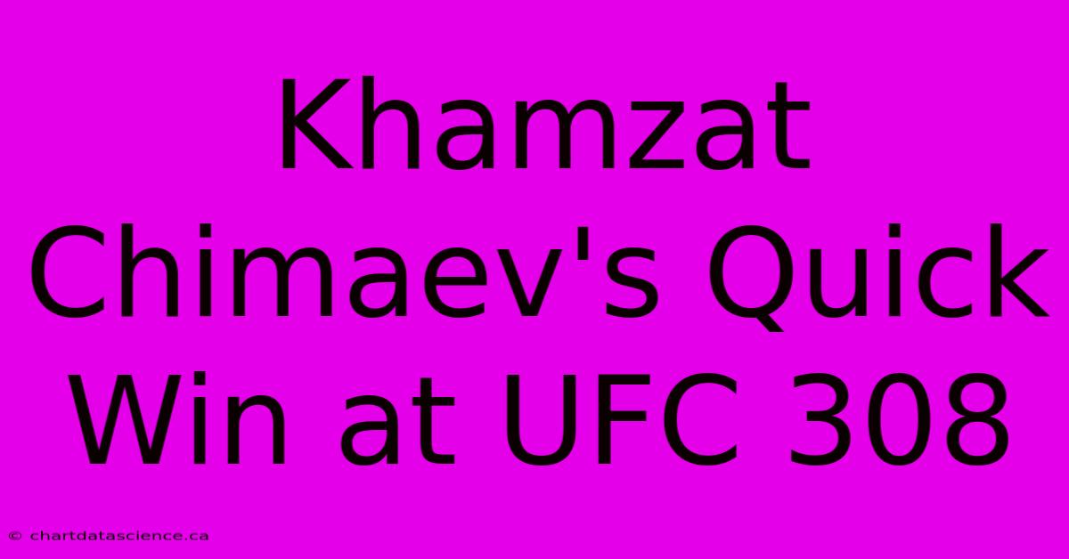 Khamzat Chimaev's Quick Win At UFC 308