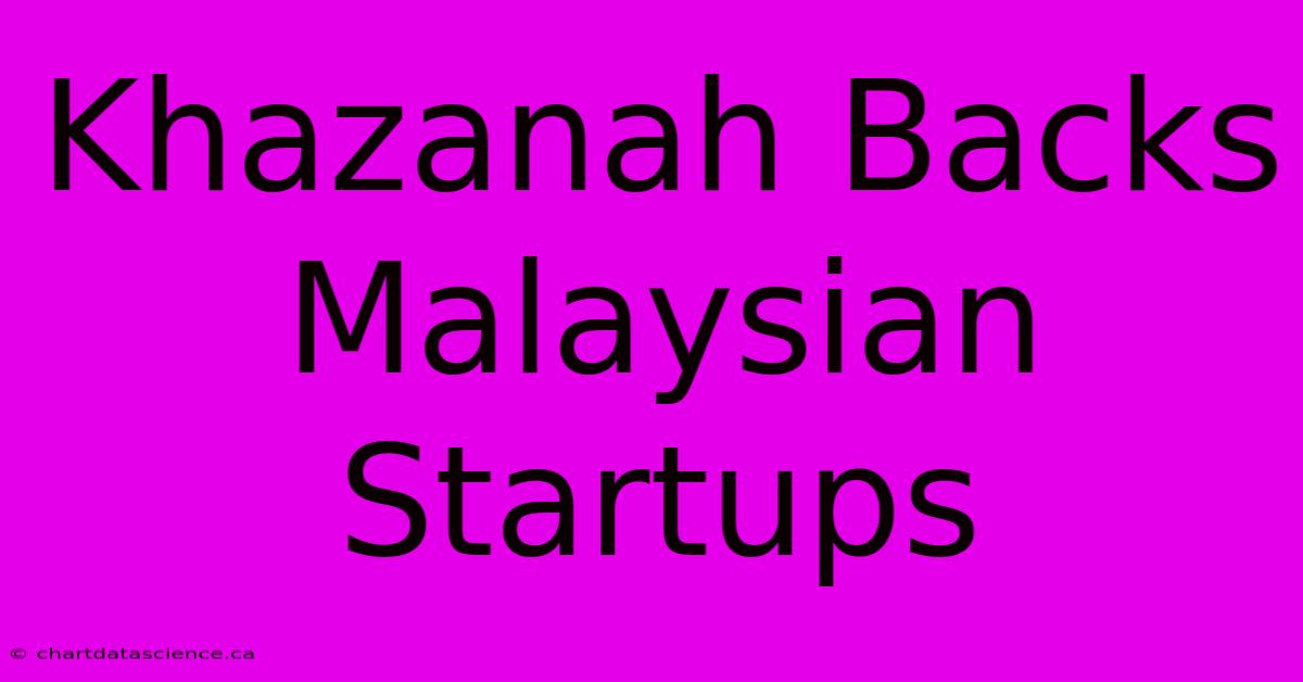 Khazanah Backs Malaysian Startups