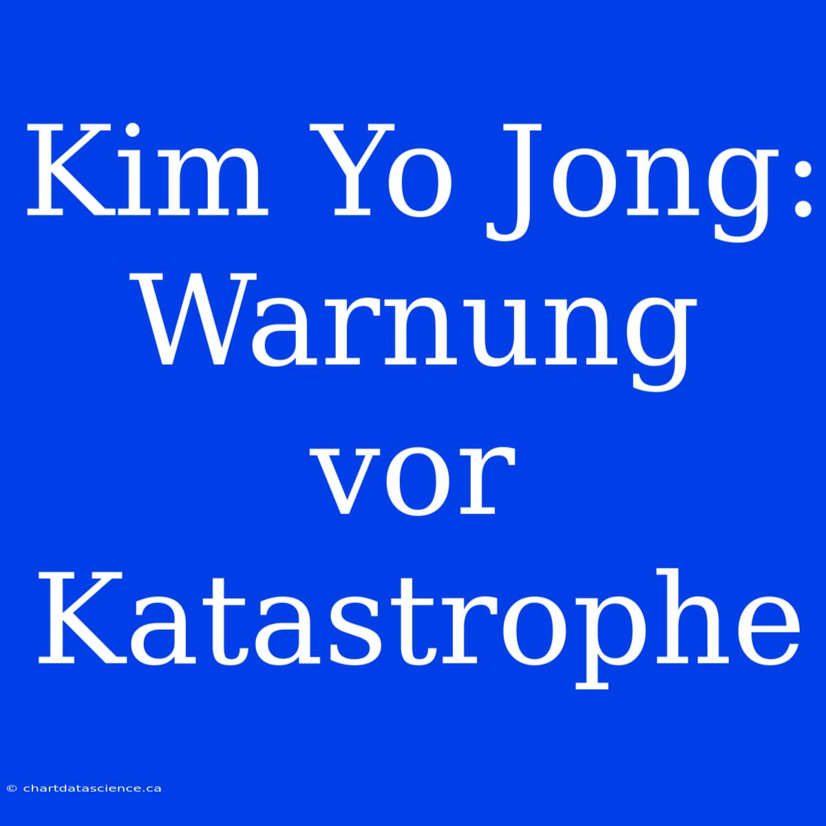 Kim Yo Jong: Warnung Vor Katastrophe