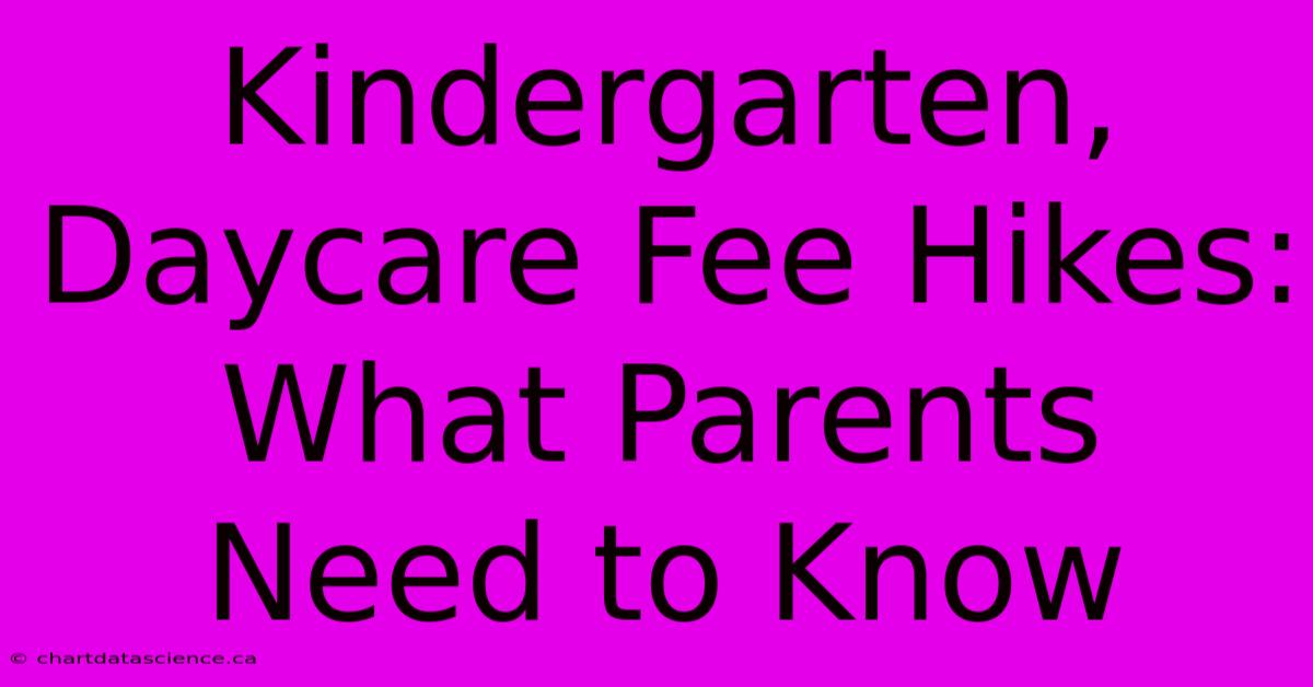 Kindergarten, Daycare Fee Hikes: What Parents Need To Know