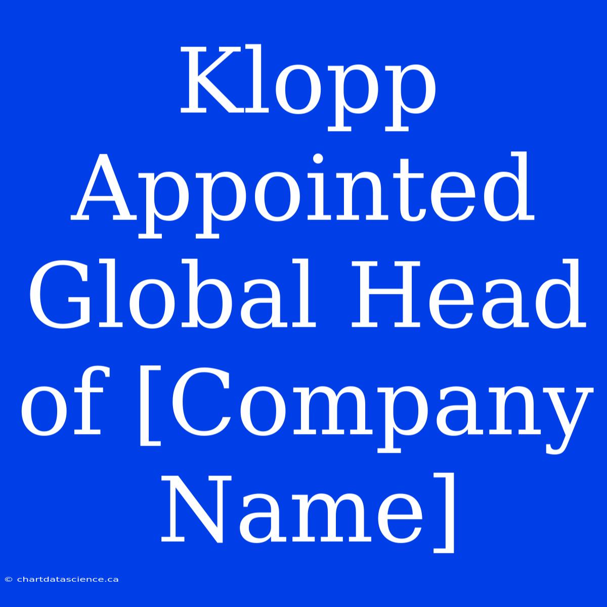 Klopp Appointed Global Head Of [Company Name]