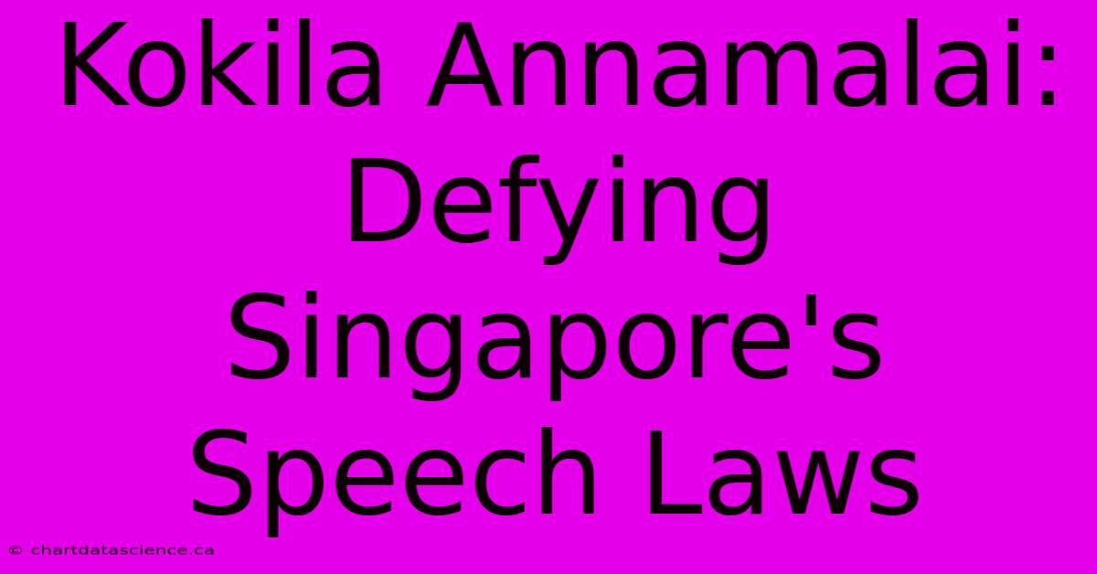 Kokila Annamalai: Defying Singapore's Speech Laws