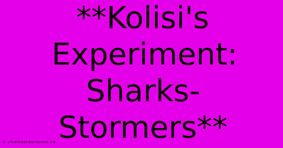 **Kolisi's Experiment: Sharks-Stormers**