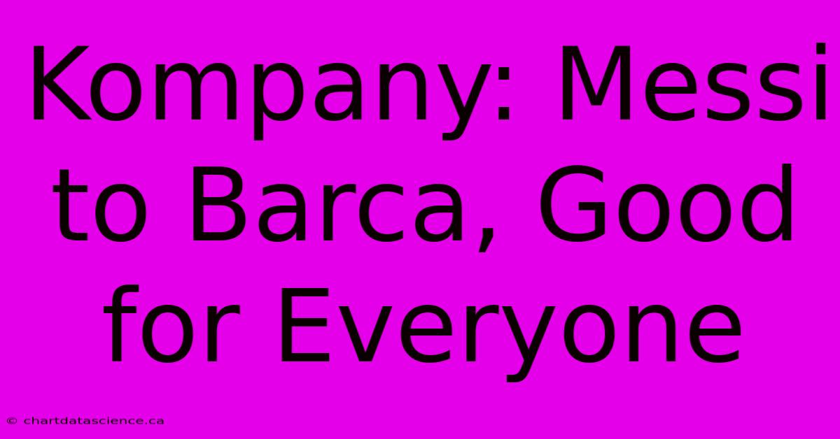 Kompany: Messi To Barca, Good For Everyone 