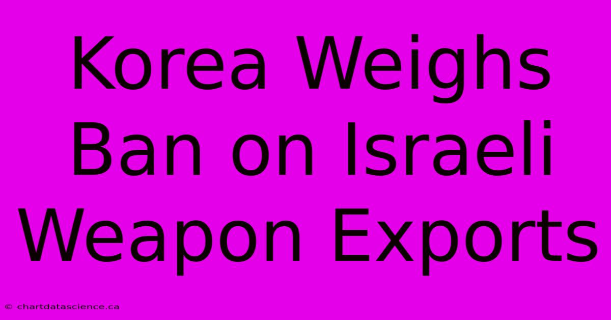 Korea Weighs Ban On Israeli Weapon Exports