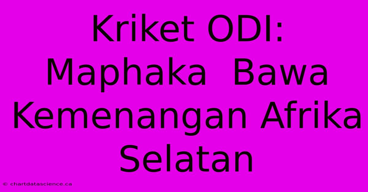 Kriket ODI: Maphaka  Bawa Kemenangan Afrika Selatan