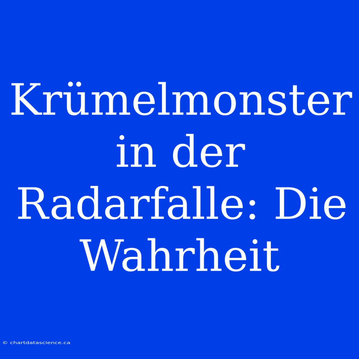 Krümelmonster In Der Radarfalle: Die Wahrheit