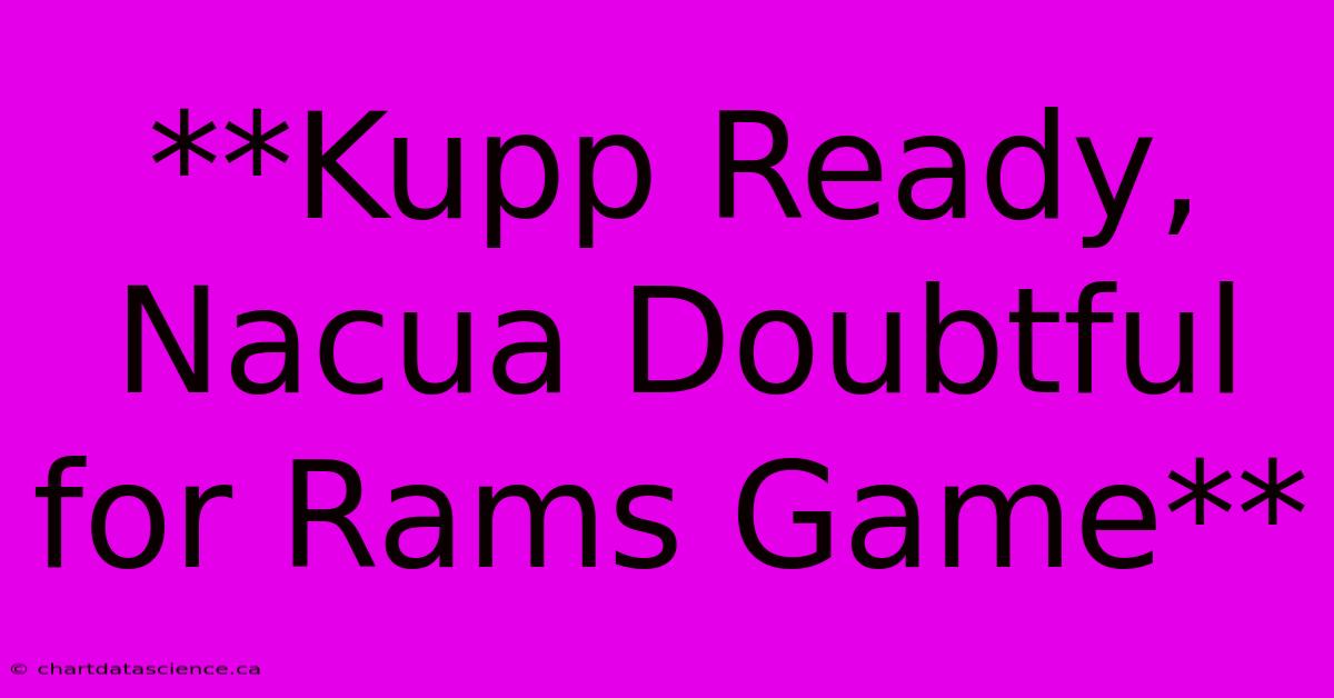 **Kupp Ready, Nacua Doubtful For Rams Game**