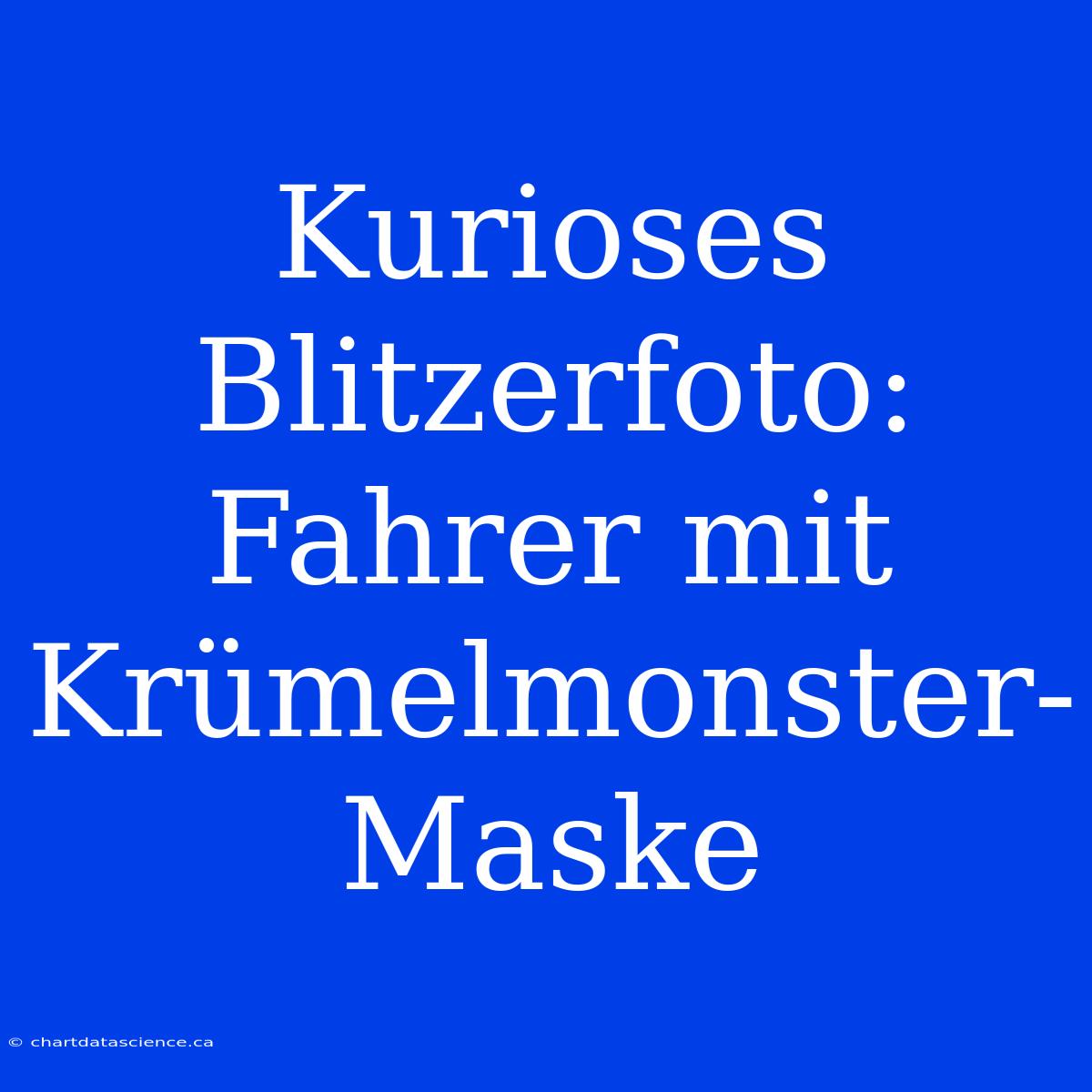 Kurioses Blitzerfoto: Fahrer Mit Krümelmonster-Maske