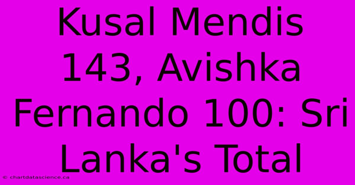 Kusal Mendis 143, Avishka Fernando 100: Sri Lanka's Total