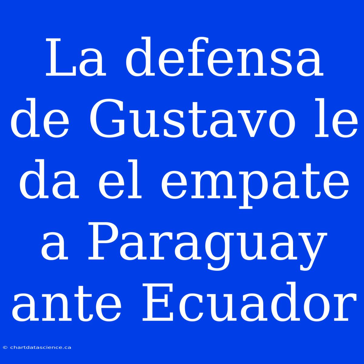 La Defensa De Gustavo Le Da El Empate A Paraguay Ante Ecuador