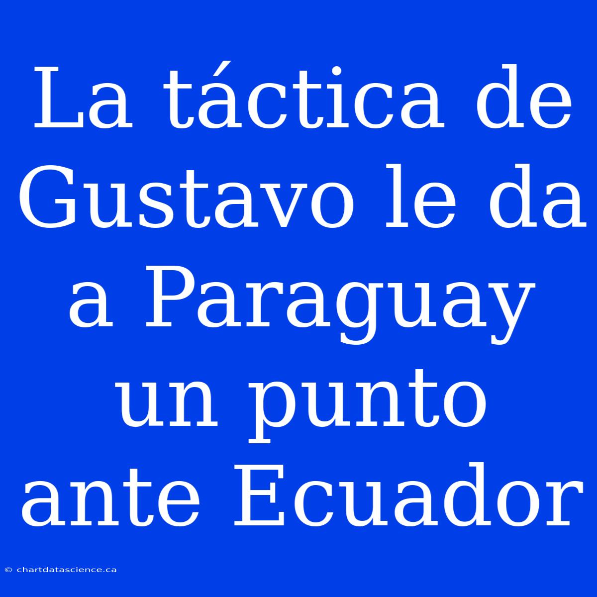 La Táctica De Gustavo Le Da A Paraguay Un Punto Ante Ecuador