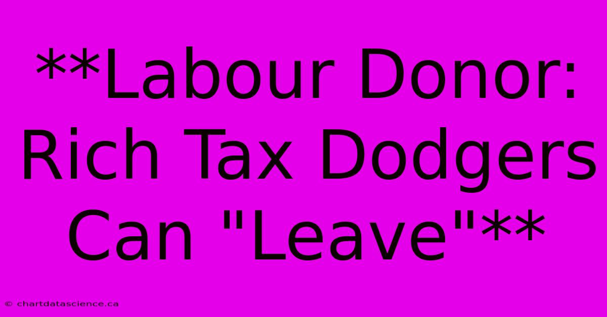 **Labour Donor: Rich Tax Dodgers Can 