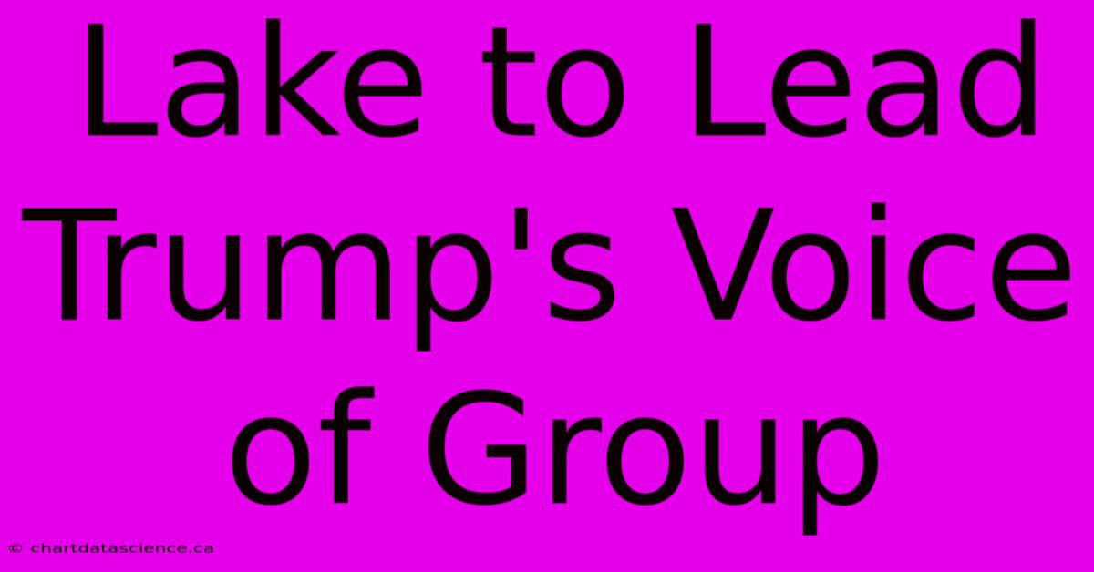 Lake To Lead Trump's Voice Of Group