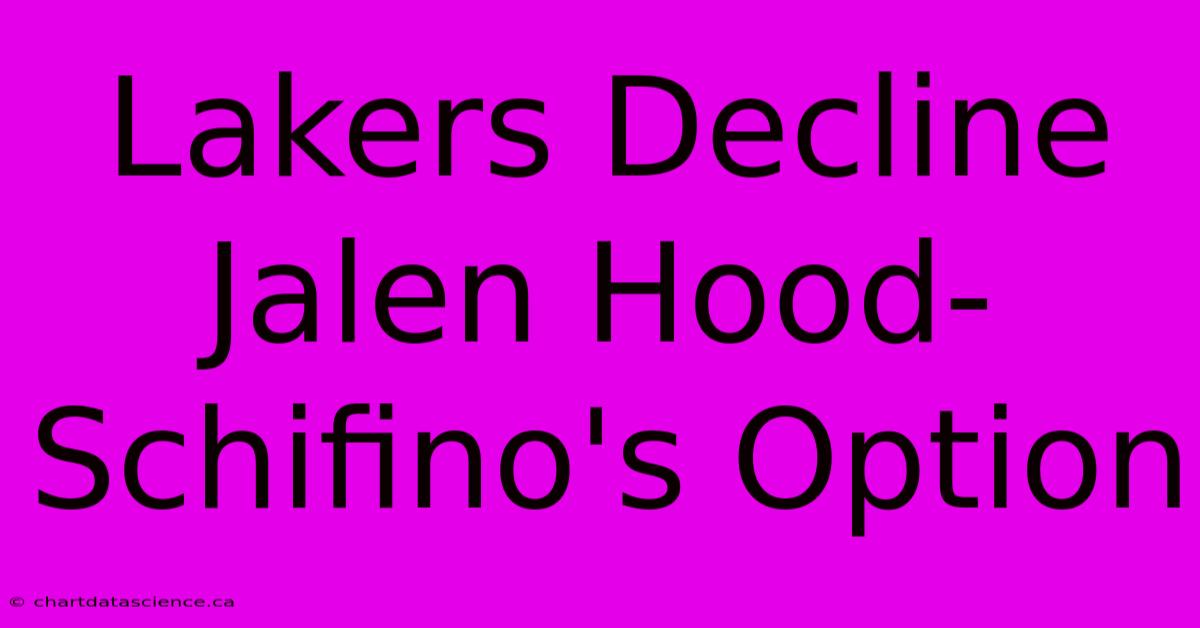 Lakers Decline Jalen Hood-Schifino's Option 