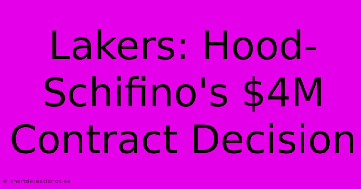 Lakers: Hood-Schifino's $4M Contract Decision