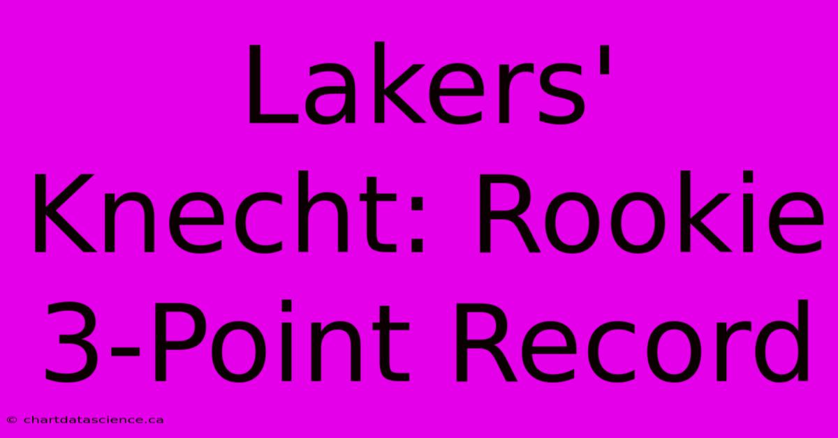 Lakers' Knecht: Rookie 3-Point Record